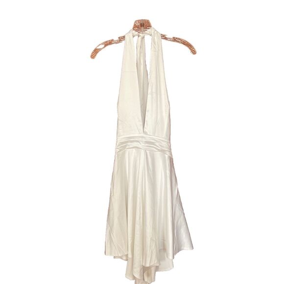 LuFeng Womens Large Plunging V Neck White Classic Dress Cocktail Wedding Monroe - Picture 1 of 13